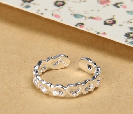 925 Sterling Silver Jewelry Pierced Love Heart Ring